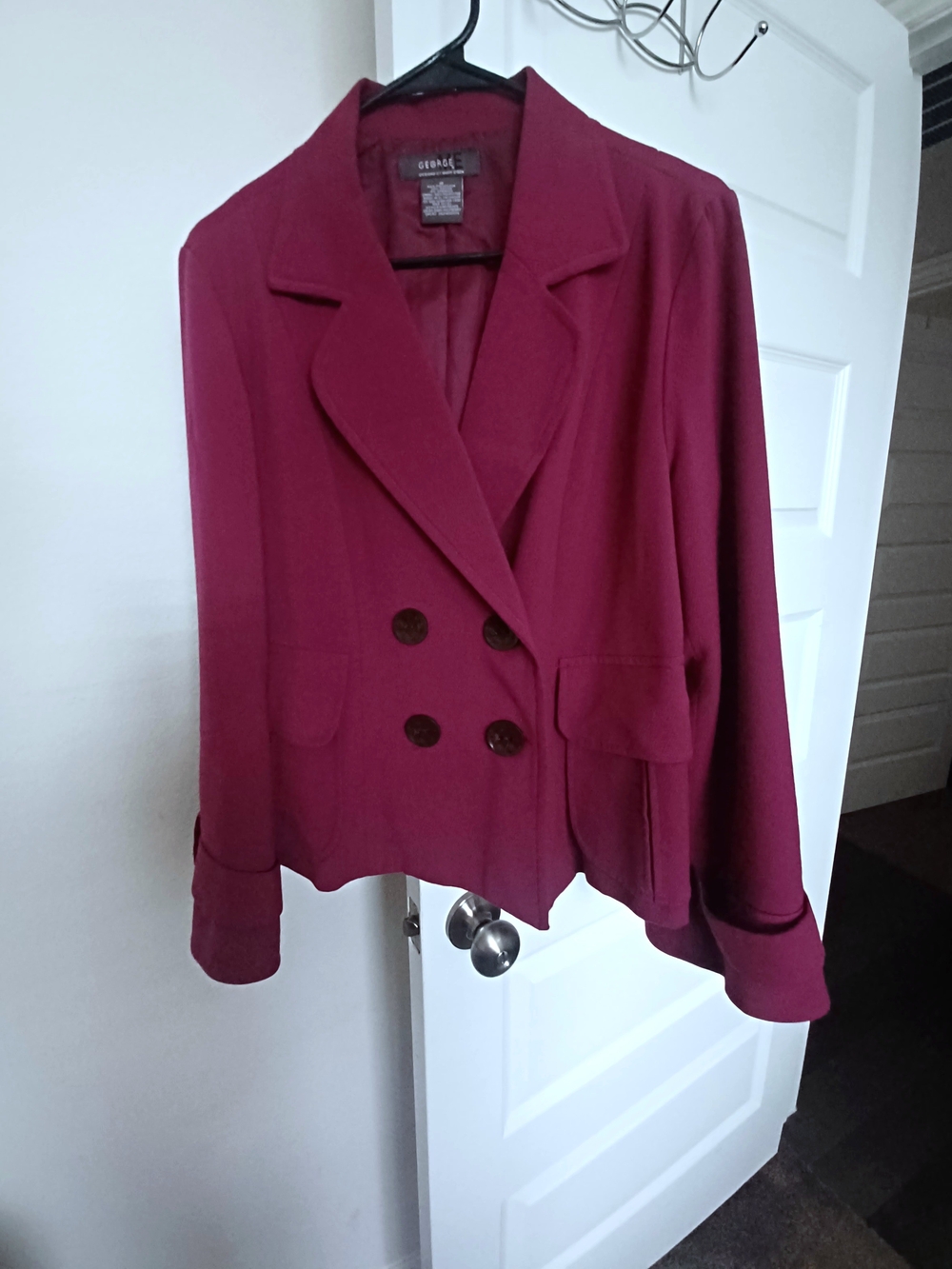 GEORGE Double-Breasted Magenta Blazer